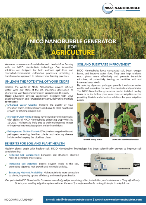 Nano bubble agriculture irrigation