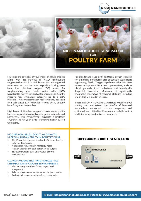 Nano bubble poultry farm water